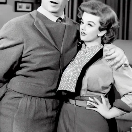 Image similar to 5 0 s family sitcom about giant tardigrades wearing clothes. no actual humans are on the show