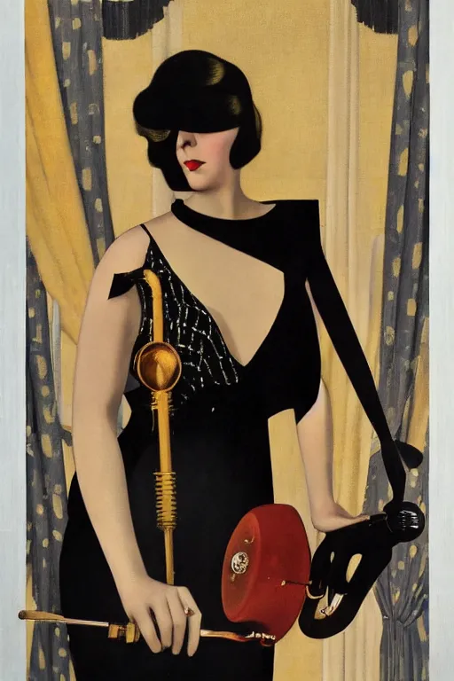 Image similar to a oil painting depicting a Jazz Age high society figure, 1920s style, smooth, highly detailed, high contrast, Coles Phillips, Dean Cornwell, JC Leyendecker, 8K