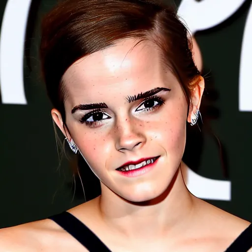 Image similar to emma watson with 4 eyes, 4 ears, 2 mouths