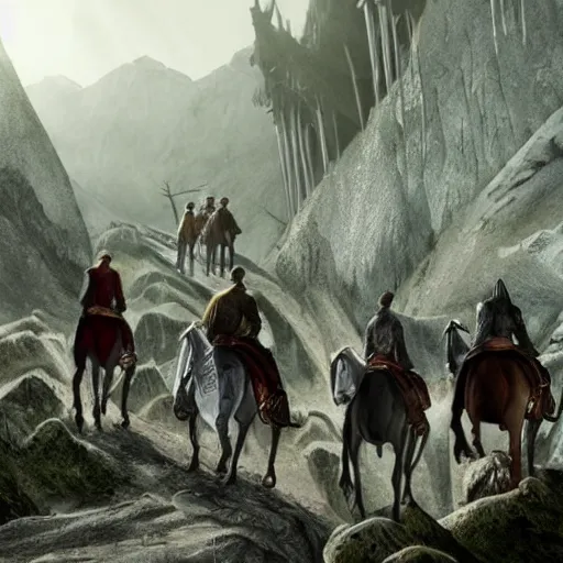 Image similar to followship of the ring entering moria moutain