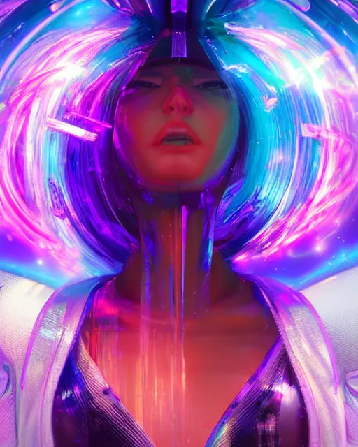 Prompt: a powerful energy psychedelic matrix anime woman, by alexander fedosav, hyper detailed digital matte painting, concept art, hyperrealism, 1 6 k resolution, cinema 4 d, 8 k resolution, trending on artstation, behance hd, a masterpiece, by stephan martiniere, particles, cel - shaded, power bright neon energy, by david a. hardy,