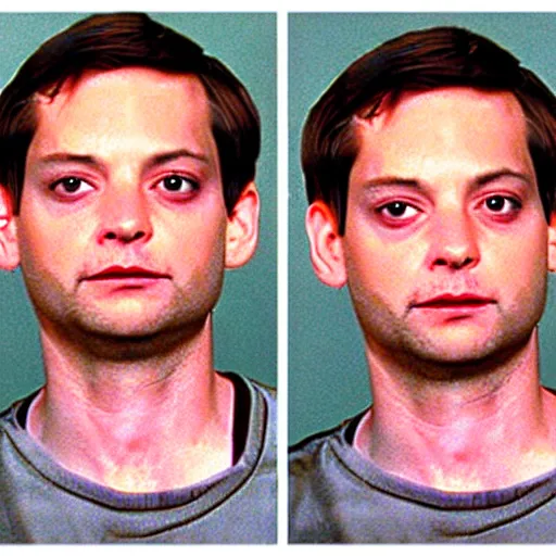 Prompt: Tobey Maguire mugshot