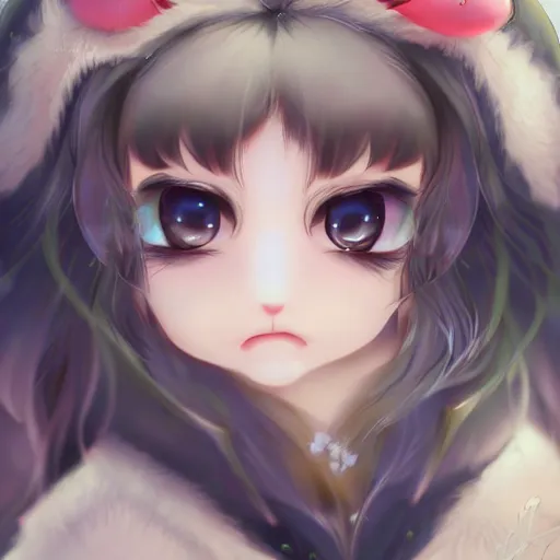 Prompt: high fantasy two cute tanuki girls, by Artgerm, face close up, official media, beautiful, detailed, high quality, 4K, epic, wallpaper, trending on artstation and behance, Gelbooru, Konachan