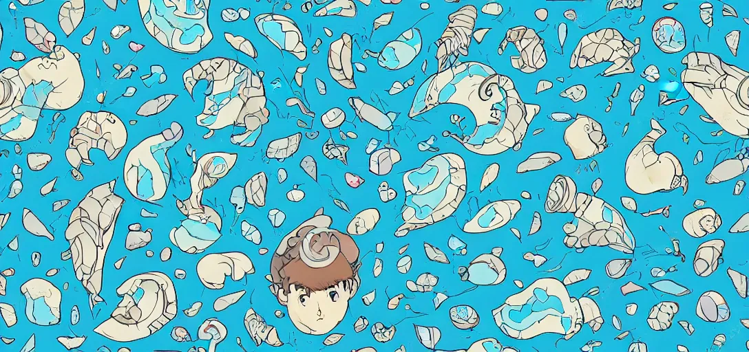 Image similar to pattern of cartoony water, ghibli