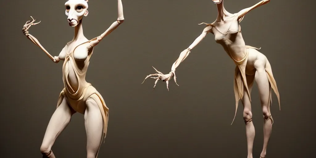 Prompt: ultra realistic, beautiful female puppet dancing on stage, in the style of peter mohrbacher by weta digital and beth cavener, high symmetry, intricate, elegant, evocative, masterpiece, award winning, high face symmetry, high realism