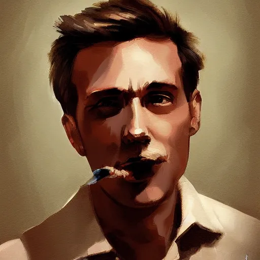 Prompt: Ted Pikul smoking, digital painting, detailed, smooth