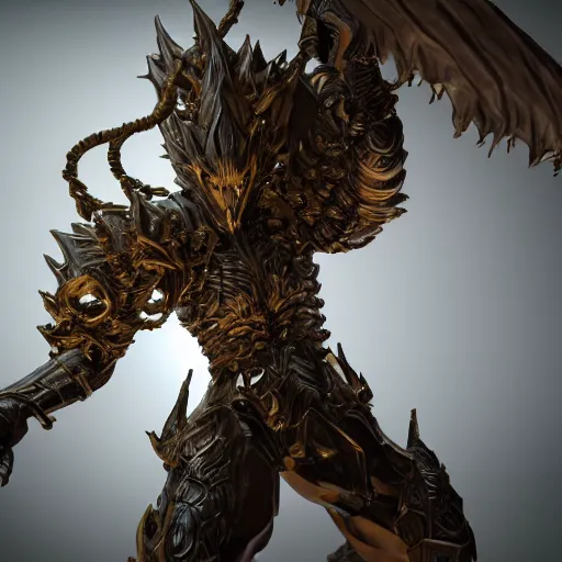 Image similar to ornstein from dark souls, octane render, unreal engine, volumetric lightning, quality, intricate design, detailed, 8 k