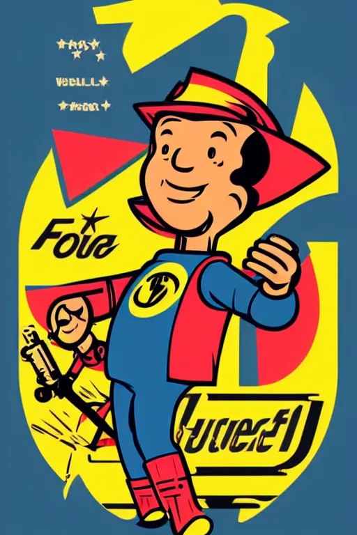 Image similar to fallout 7 6 retro futurist illustration art by butcher billy, sticker, colorful, illustration, highly detailed, simple, smooth and clean vector curves, no jagged lines, vector art, smooth andy warhol style