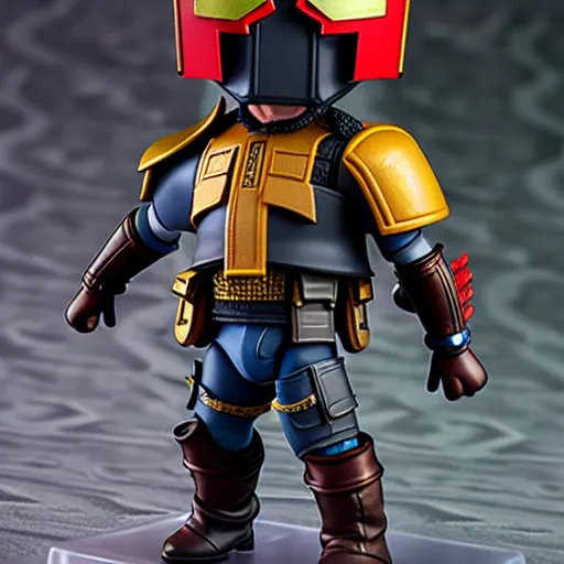 Image similar to nendoroid judge dredd action figure, collectible | | realistic shaded, fine details, realistic shaded lighting poster by greg rutkowski, diego gisbert llorens, magali villeneuve, artgerm, jeremy lipkin and rob rey