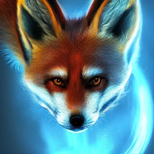 Image similar to Photorealistic magic fox. Hyperdetailed photorealism, 108 megapixels, amazing depth, glowing rich colors, powerful imagery, psychedelic Overtones, 3D finalrender, 3d shading, cinematic lighting, artstation concept art