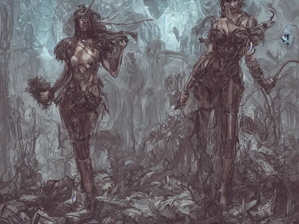 Prompt: A dystopia filled with copies of the same woman over and over, fantasy art