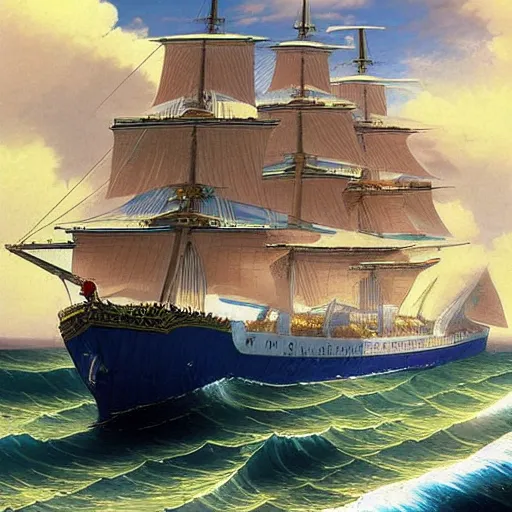 Image similar to Anime one piece ship made by Aivazovsky Ivan