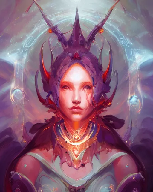 Prompt: portrait of a beautiful satanic cybernetic emanation, by pete mohrbacher and artgerm and wlop, digital art, highly detailed, intricate, fantasy, mystical, sharp focus, Trending on Artstation HQ, deviantart, unreal engine, 4K UHD image