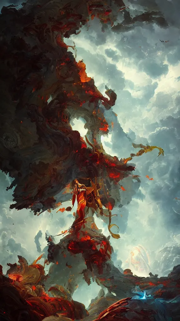 Prompt: painting of a beautiful rendition of the mythical zeus, smt rendition, illustration, artistic, colorful, hyper detailed, in the style of greg rutkowski,