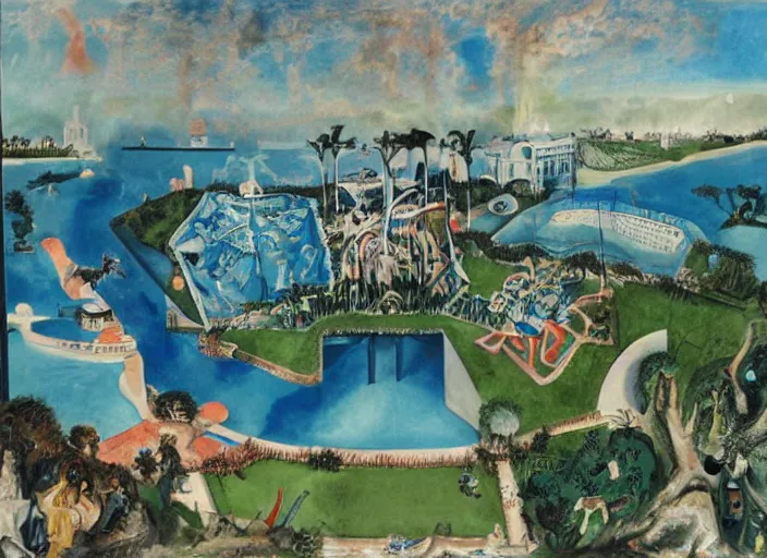 Image similar to Mar-a-Lago estate under siege by otto dix