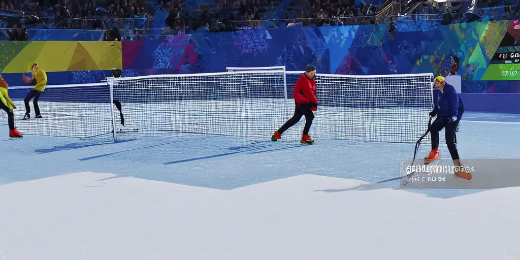 Image similar to ice tennis match 4k still image winter olympics