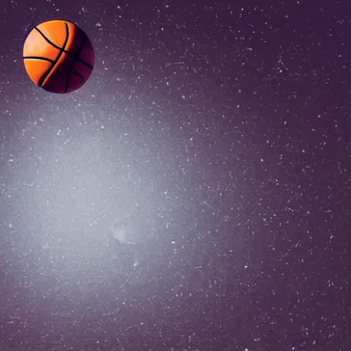 Image similar to a basketball player dunking the moon at night as if it were the ball