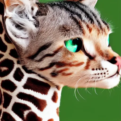 Prompt: photo of a cat giraffe hybrid