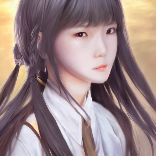 Image similar to ultra-detailed, amazing details, grayish palette, HD semirealistic anime CG concept art digital painting of a Japanese schoolgirl, by a Chinese artist at ArtStation, by Huang Guangjian, Fenghua Zhong, Ruan Jia, Xin Jin and Wei Chang. Realistic artwork of a Chinese videogame, gentle an harmonic colors.