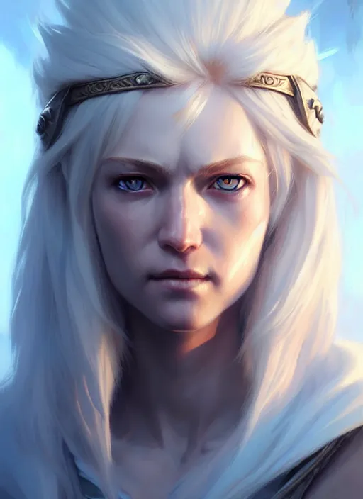 Image similar to a fantasy style portrait painting of shy white female paladin with blonde hair and blue eyes shy, scar under left eye, holy oil painting unreal 5 daz. rpg portrait extremely detailed artgerm greg rutkowski _ greg