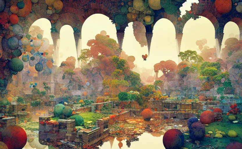 Image similar to tiled room squared waterway, aqueducts, fantasy. intricate, amazing composition, colorful watercolor, by ruan jia, by maxfield parrish, by marc simonetti, by hikari shimoda, by robert hubert, by zhang kechun, illustration, gloomy