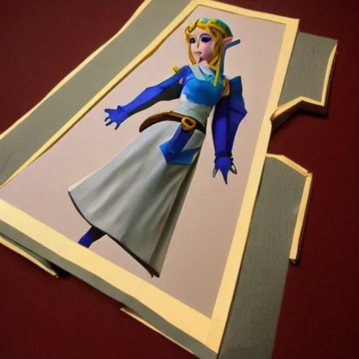 Image similar to a paper model of princess zelda, paper modeling art.