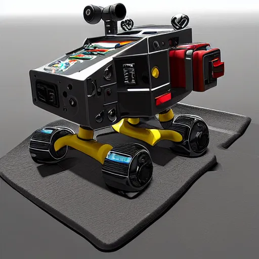 Prompt: small cyberpunk robot rover