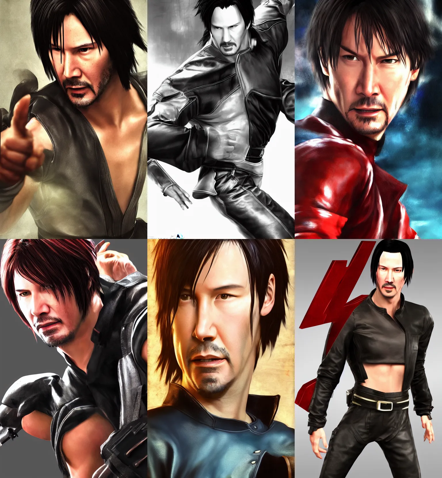 Prompt: Keanu Reeves as Hwoarang from Tekken 3, 3D, game character, by Philippe Bouchet, detailed, masterpiece, trending on Artstation, 8K,