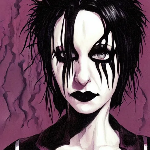 Image similar to A portrait of the character, Death, a young Goth girl wearing a black vest, Vertigo Comics, The Sandman written by Neil Gaiman