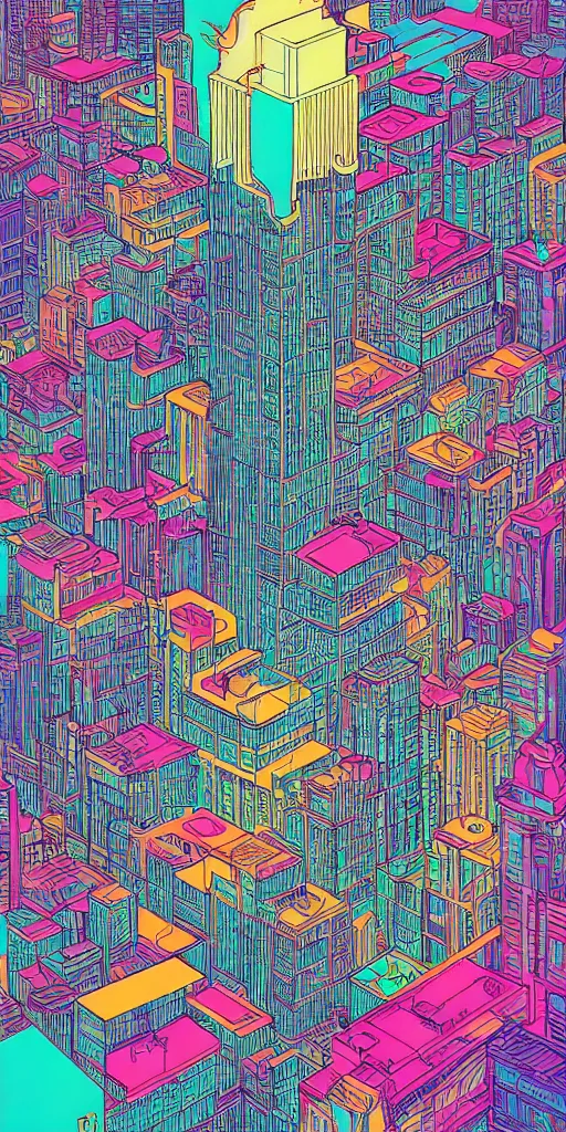 Image similar to san francisco, ultrafine detailed illustration by james jean, intricate linework, bright colors, behance contest winner, vanitas, angular, altermodern, unreal engine 5 highly rendered, global illumination, radiant light, detailed and intricate environment