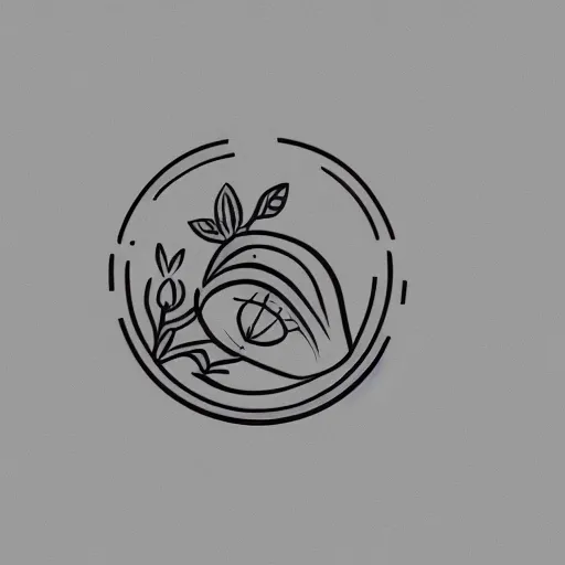 Prompt: pal logo showing a camera, flowers, and plant leaves. minimalist ink