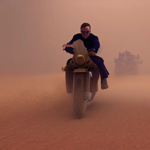 Image similar to bingus flying through the sandstorm in 4 k definition