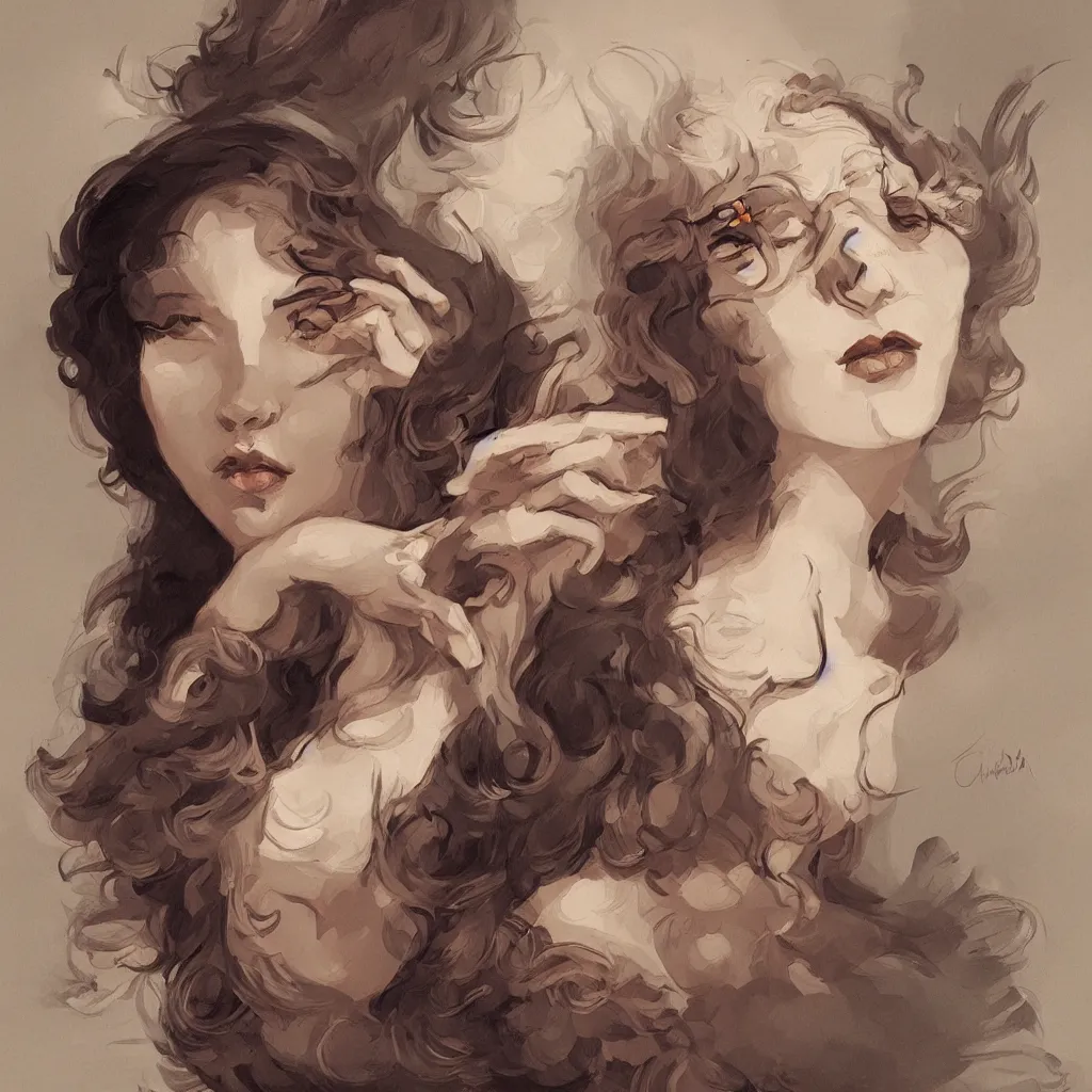 Image similar to a beautiful portrait in the style of charles dana gibson and in the style of peter mohrbacher.