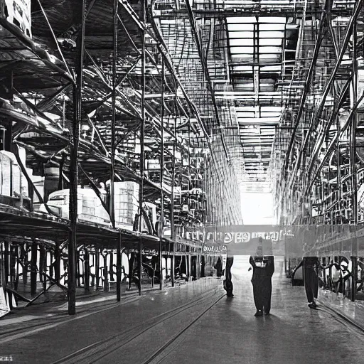 Prompt: scientists discovering a advanced ufo in a warehouse in 1 9 7 0, black and white, hyper realistic, 4 k, highly ornate intricate details, sharp image, incredible detail,