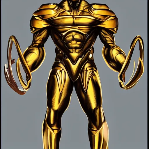 Image similar to A tall and muscular African man with a golden angel wearing nanosuit from Crysis the game. illustration concept art in the style of Arthur Adams