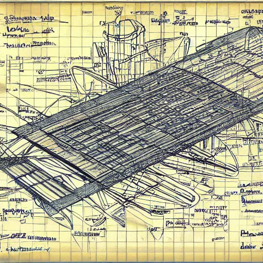 Prompt: synchrotron's blueprint as Da Vinci sketch