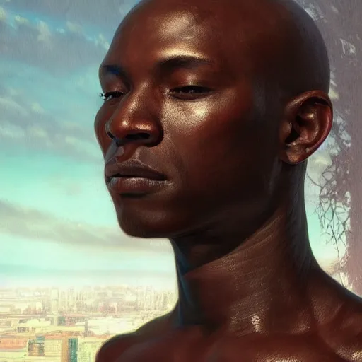 Prompt: Perfectly-centered portrait-photograph of a real life completely black god, lifelike, super highly detailed, professional digital painting, artstation, concept art, Unreal Engine 5, Photorealism, HD quality, 8k resolution, cinema 4d, 3D, beautiful, cinematic, art by artgerm and greg rutkowski and alphonse mucha and loish and WLOP