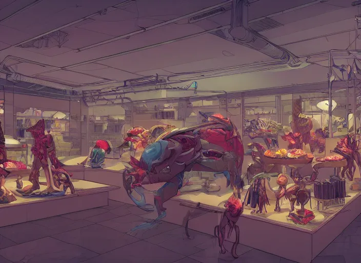 Image similar to large fancy showroom for products. sharp focus, cinematic pose, cinematic lighting, unreal engine render. art by josan gonzales and moebius and deathburger.