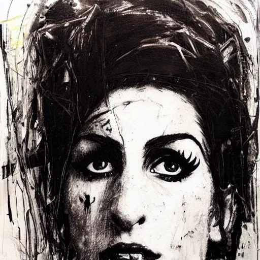 Image similar to portrait of amy winehouse, artwork by guy denning,