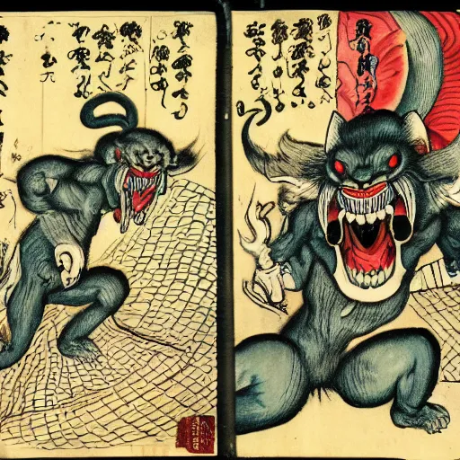 Image similar to strange bestiary of repressed unconscious yokai simorg chimeras