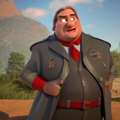 Prompt: gerard depardieu as a pixar disney character from up 2 0 0 9 unreal engine octane render 3 d render photorealistic