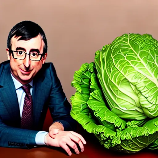 Image similar to john oliver and a cabbage are getting married