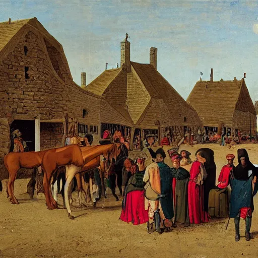 Image similar to a medieval horse market