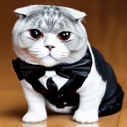 Image similar to scottish fold wearing a tuxedo