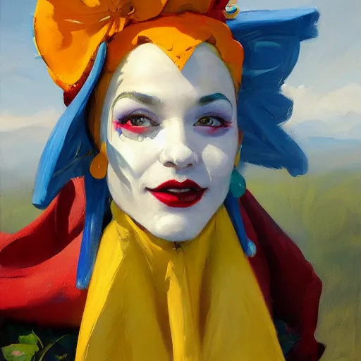 Image similar to greg manchess portrait of a jester hat, organic painting, sunny day, matte painting, bold shapes, hard edges, street art, trending on artstation, by huang guangjian, gil elvgren, ruan jia, randy vargas, greg rutkowski