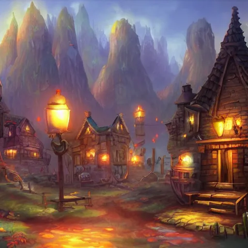 Image similar to fantasy town, game concept art, illustration,