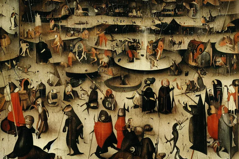 Image similar to wall street trading floor by hieronymus bosch