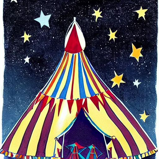 Prompt: « sky full of stars drawing a circus tent »