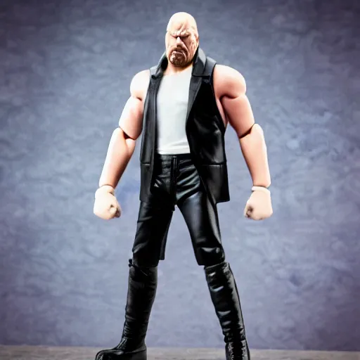 Image similar to Full body shot of a Triple H vinyl figure as a villain, white background, 3d, high quality, depth of field, high contrast, 8k, concept art, smooth, sharp focus, highly detailed