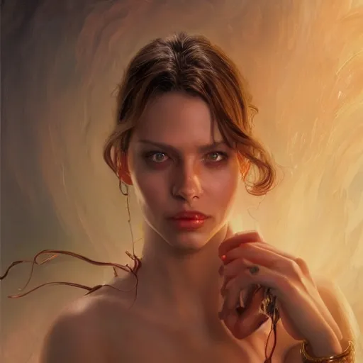 Image similar to Beautiful Girl being Infected by a Demon, detailed, centered, digital painting, artstation, concept art, donato giancola, Joseph Christian Leyendecker, WLOP, Boris Vallejo, Breathtaking, 8k resolution, extremely detailed, beautiful, establishing shot, artistic, hyperrealistic, beautiful face, octane render, cinematic lighting, dramatic lighting, masterpiece